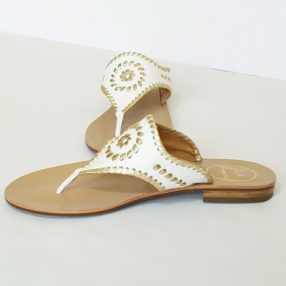 LAST ONE! Jack Rogers Blair Sandals White & Gold - Picture 3 of 8